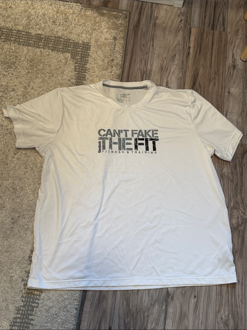 Reebok Workout Ready White Men's Short Sleeve 'Can't Fake The Fit' Graphic Tee